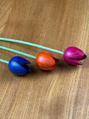 3 classic tulips (pink, orange, blue)