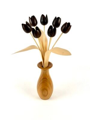 7 wenge tulips with english cherry 'classic' vase